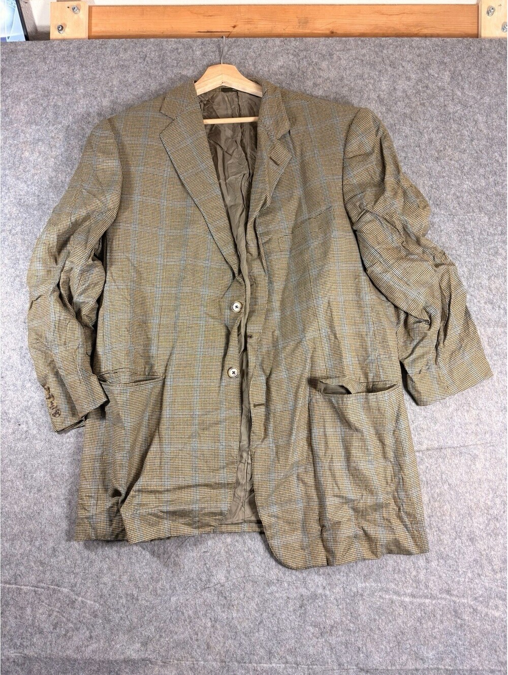Ermenegildo Zegna Trofeo Jacket Blazer Sport Coat 42R Tan Olive Plaid